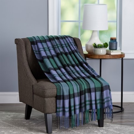HASTINGS HOME Soft Throw Blanket, Oversized, Fluffy, Vintage-Look an Cashmere-Like Woven Acrylic (Evergree Plaid) 232779DVV